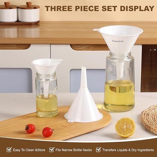 Plastic Kitchen Funnel Set of 3, Round Kitchen Funnels - Image 4