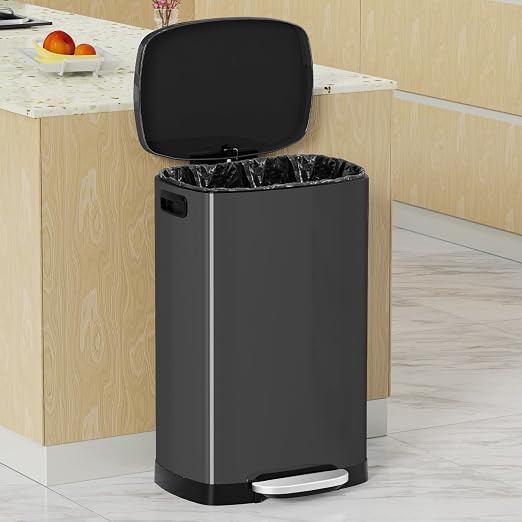 13 Gallon Trash Can with Lid, 50L Fingerprint Proof Stainless Steel Kitchen - Image 7