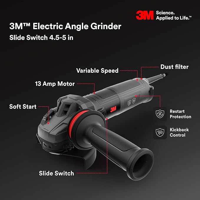 3M Electric Angle Grinder, 6 in Paddle Switch, - Image 4