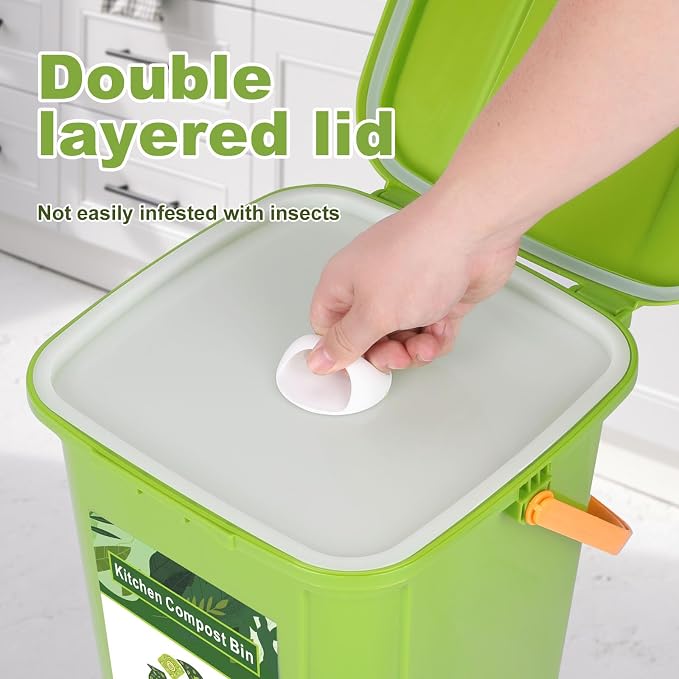 Compost Bin Outdoor, 21 L Garden Composting Bin Bags, Breathable Screen Window - Image 5