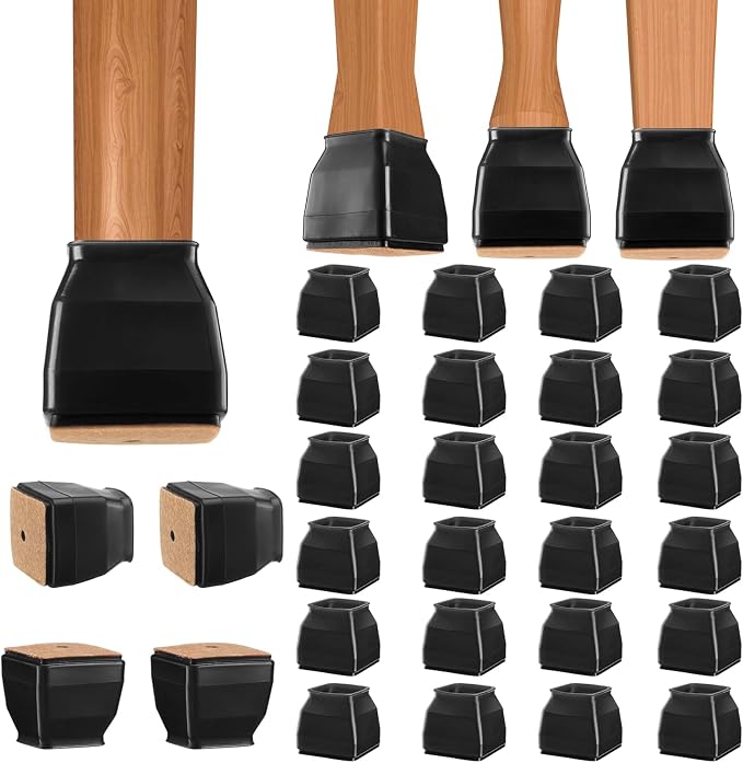 BALEINE 24 Pack Silicone Chair Leg Floor Protectors, Stool Leg Protectors Cap by BALEINE