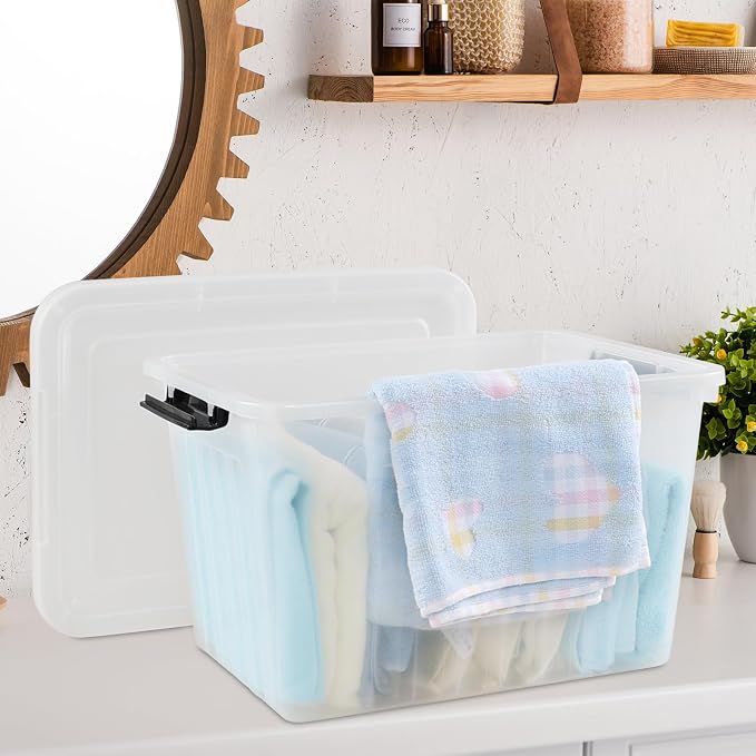 Bringer 4-Pack Clear Plastic Latching Storage Box, 18 L Storage Bin - Image 4