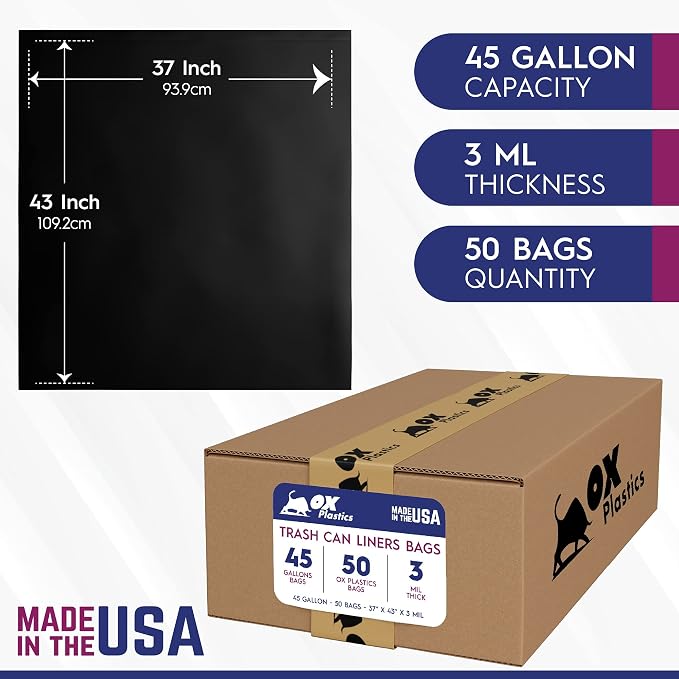 OX Plastics Black Trash Bags - Image 3