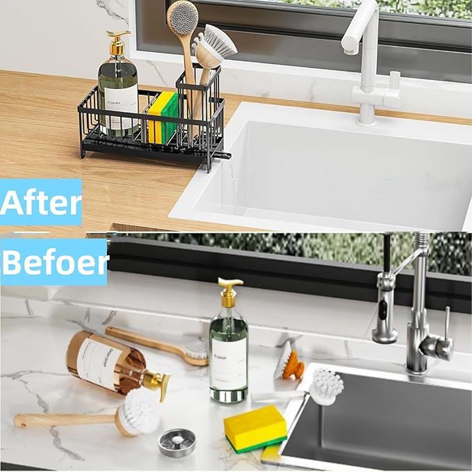 Sponge Holder for Kitchen Sink, Stainless Steel Sink Caddy - Image 6