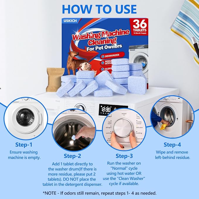 36Pack Washing Machine Cleaner Tablets-18 Month Supply, Washer Machine Cleaner - Image 5