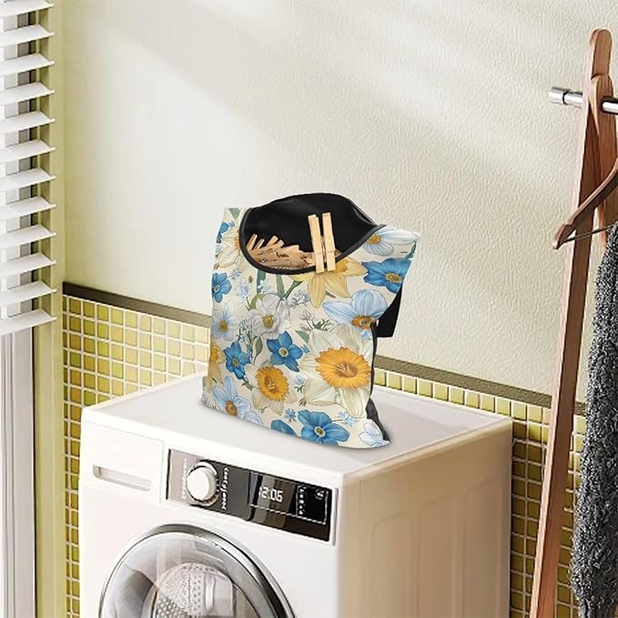 Floral Clothespin Bag with Hanging Rope Daffodil 14.5 x 12 Inch Summer - Image 3