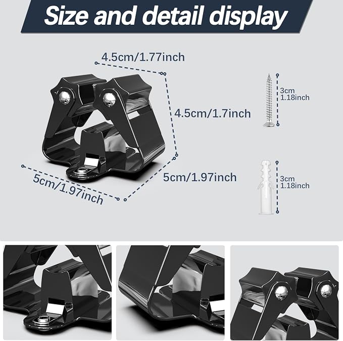 3-H Stainless Steel Broom Holder Wall Mount 12-Pack- Heavy Duty Mop Organizer - Image 4