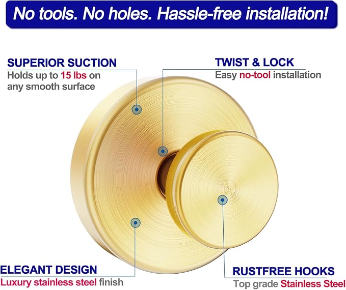 Suction Cup Hooks for Shower, Removable Towel Hooks for Bathroom Window Glass - Image 3