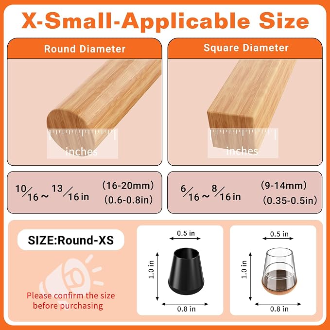 Chair Leg Floor Protectors Extra Small 16 Pcs, Silicone Chair Leg Protectors - Image 2