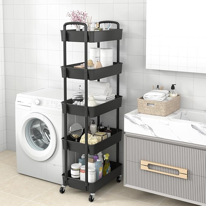 Sywhitta 5-Tier Plastic Rolling Utility Cart - Image 7