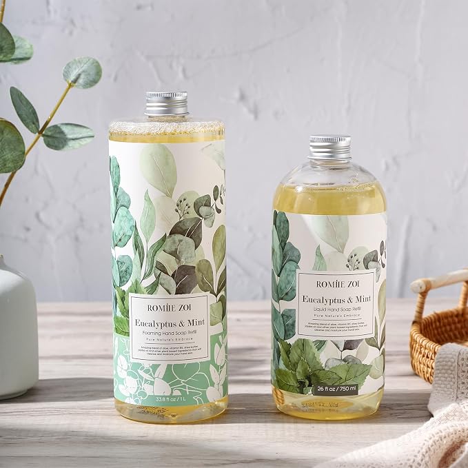 ROMIIE ZOI Liquid Hand Soap Refills, Eucalyptus & Mint, Gentle & Moisturizing - Image 5