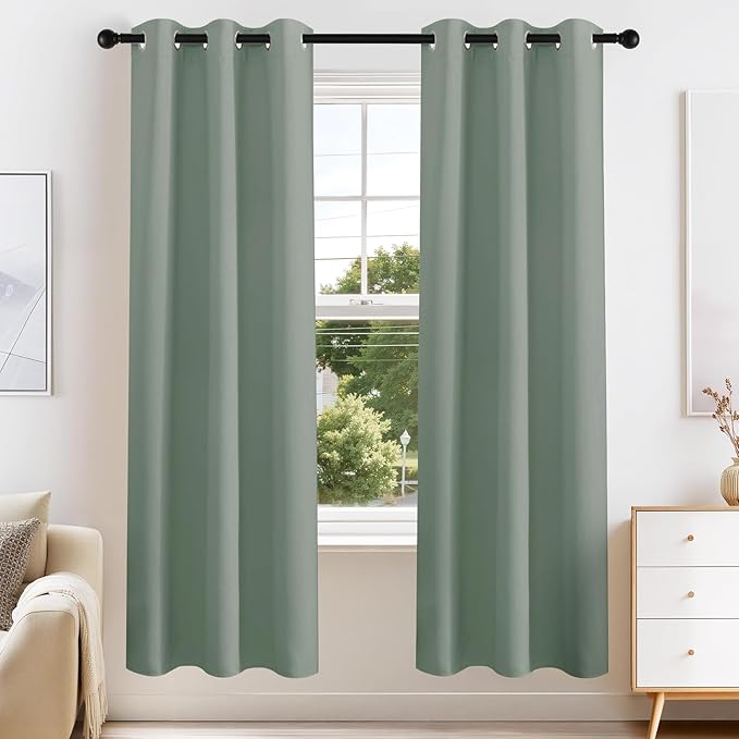 PONY DANCE Sage Green Blackout Curtains by PONYDANCE