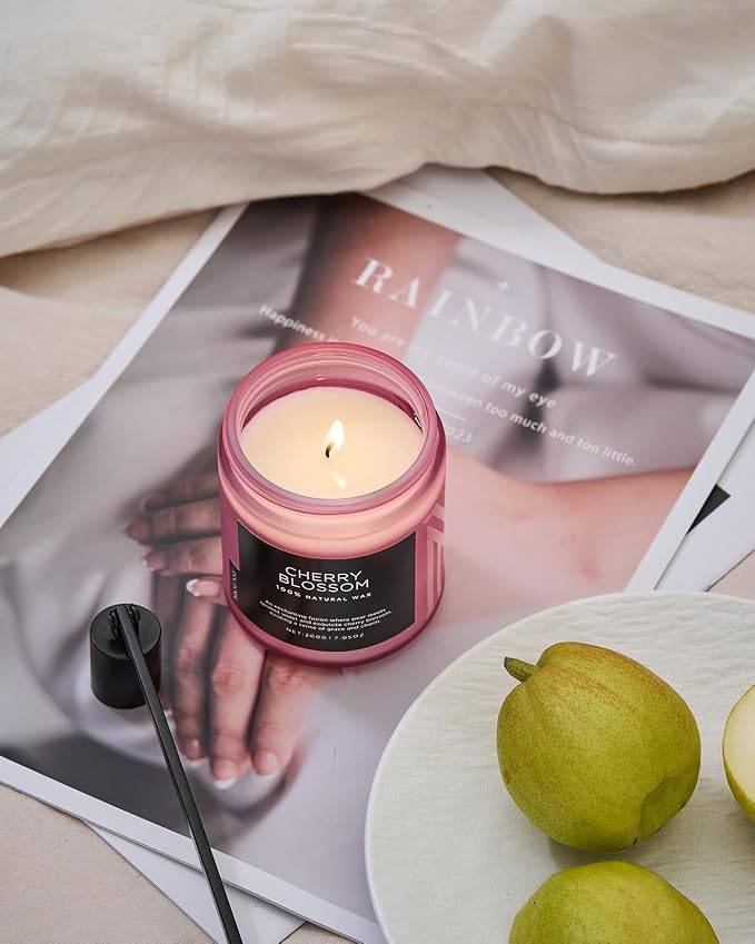M&SENSE Cherry Blossom Scented Spring Candle, Best Smelling Stress Relief - Image 5
