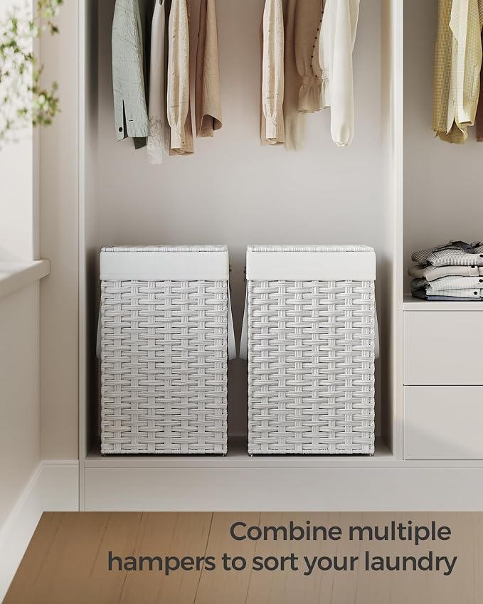 SONGMICS Laundry Hamper with Lid, 17.2 Gallon Synthetic Rattan Clothes Laundry - Image 9