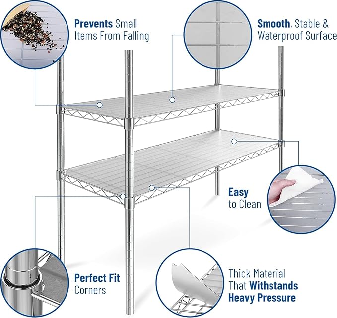 Shelf Liners for Wire Shelf System: Set of 5 in Graphite: 18 x 60 inch: Plastic - Image 5