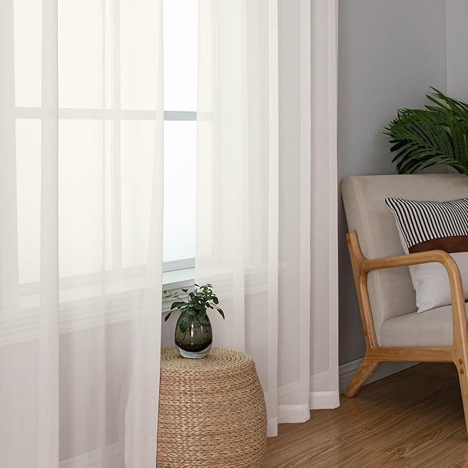 Chyhomenyc Sheer Curtains 120 Inch Extra Long, 2 Pieces, Rod Pocket Top Soft - Image 9