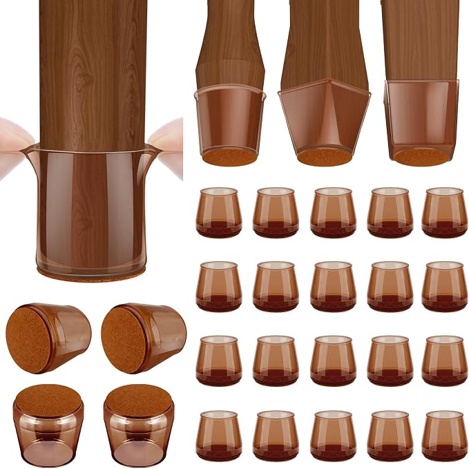 BALEINE 24 Pack Silicone Chair Leg Floor Protectors, Stool Leg Protectors Cap by BALEINE