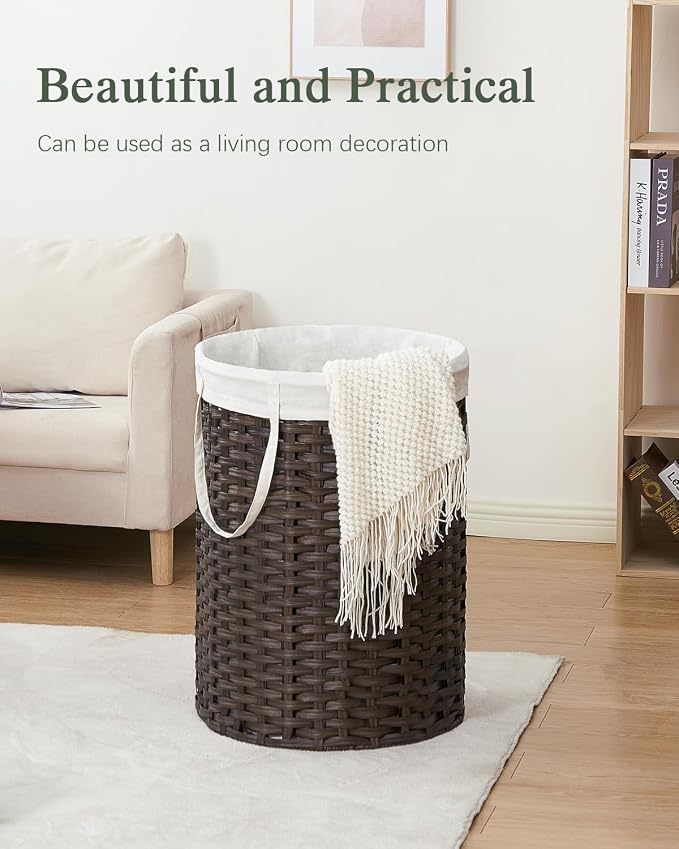 Laundry Basket Round Rattan Laundry Hamper 29.1 Gal Handwoven Large Wicker - Image 8