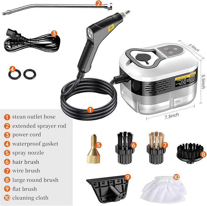 High Pressure Steam Cleaner, 2500W Portable High Temp Bathroom Power Steamer - Image 6