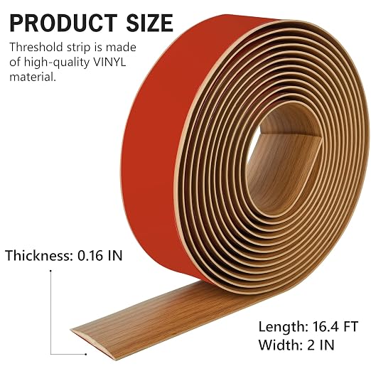 16.4Ft Floor Transition Strip Self Adhesive Vinyl Cover Floor Strip Flat - Image 2