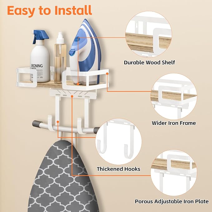 Ironing Board Holder Wall Mount, Iron Board Wall Hanger, Laundry Room - Image 4