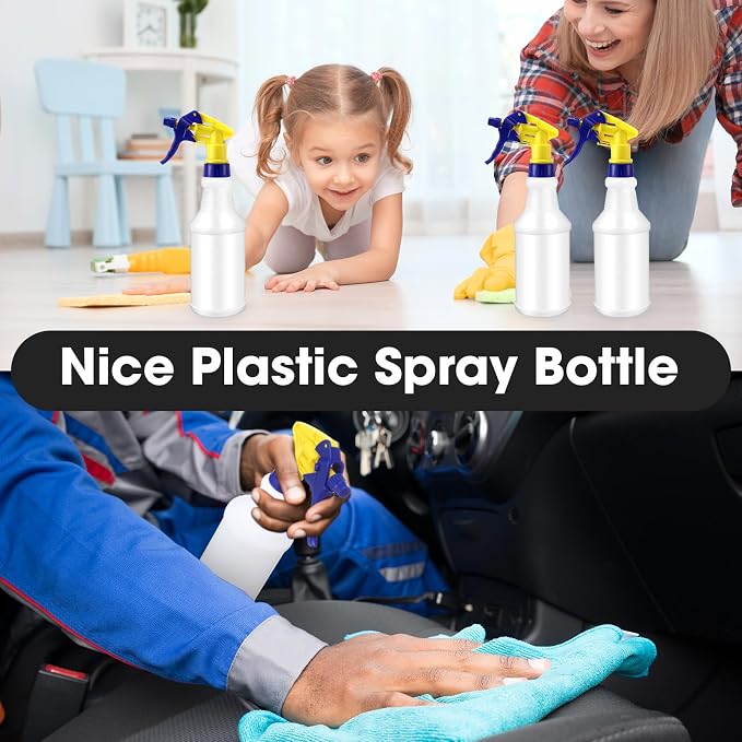 Eccliy 12 Pcs 16 Oz Plastic Spray Bottle, Adjustable Empty Reusable Sprayer - Image 7