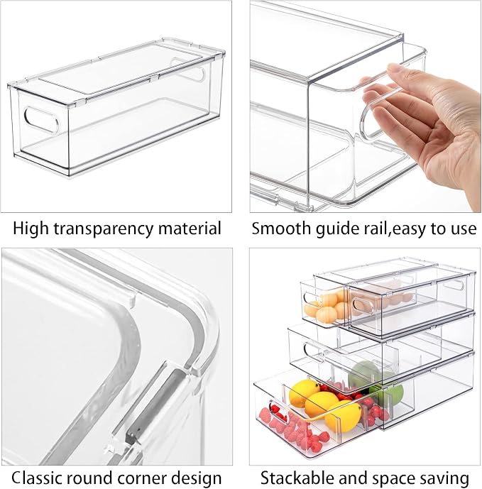 MineSign 7 pack Stackable Refrigerator Organizer Bins Pull-Out Drawers - Image 5