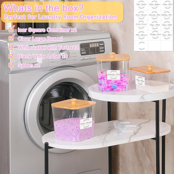 efluky 2 Pack Laundry Pods Container & Dryer Sheet Holder Set, Laundry Pods - Image 3