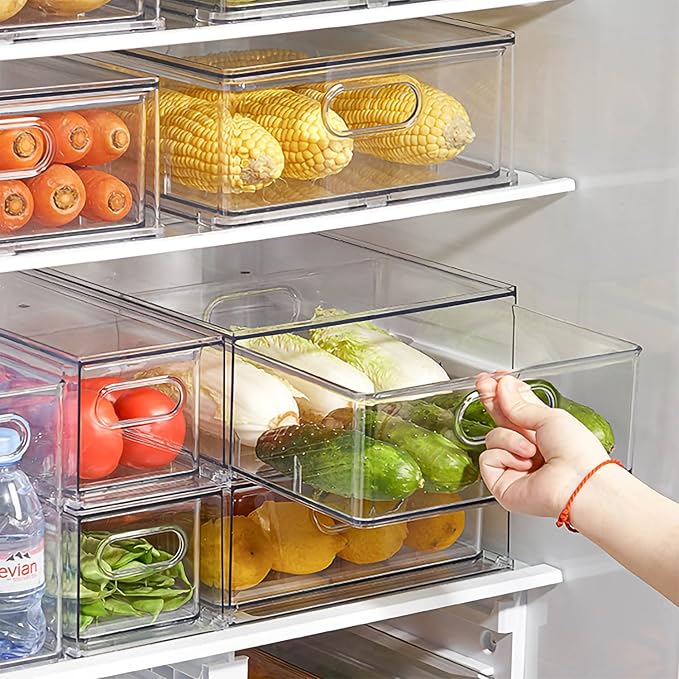 MineSign 4Pack Stackable Fridge Drawers Pull-out Storage Bins - Image 7