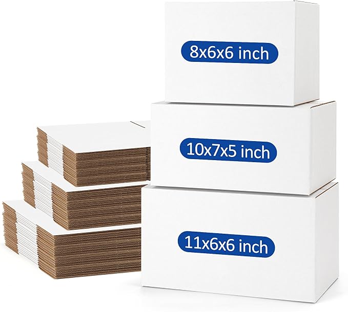 Assorted-Sizes-Shipping-Boxes-45-Pack: 8x6x6 & 10x7x5 & 11x6x6 by POEVER