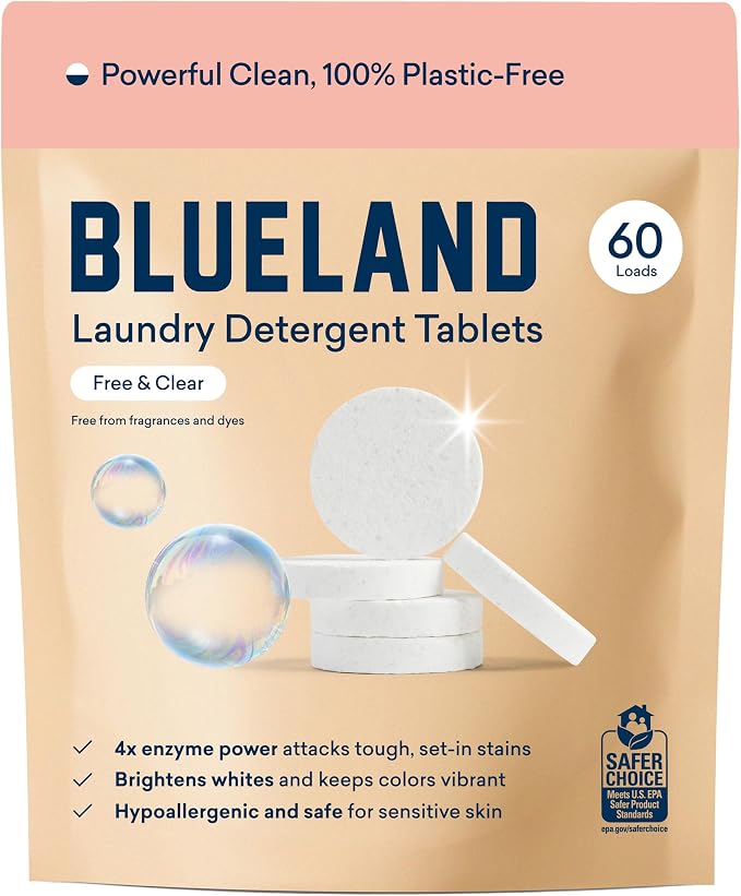 BLUELAND Laundry Detergent Tablets, Plastic-Free Eco-Friendly Pods, Liquid by BLUELAND