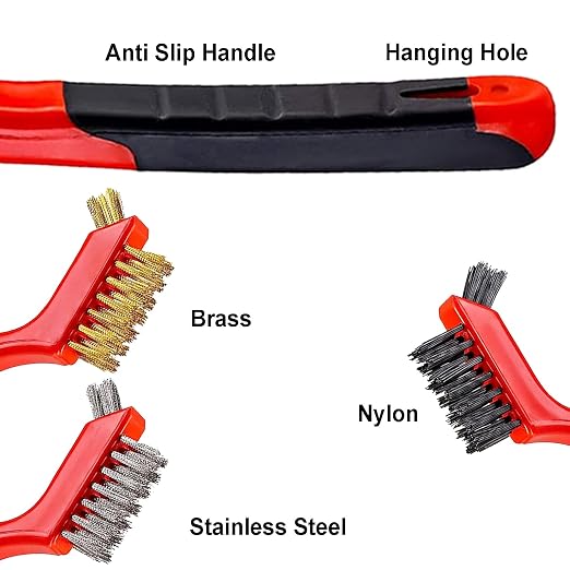 3Pcs Mini Wire Brush Set, Stainless Steel/Brass/Nylon Bristles Wire Brushes - Image 4