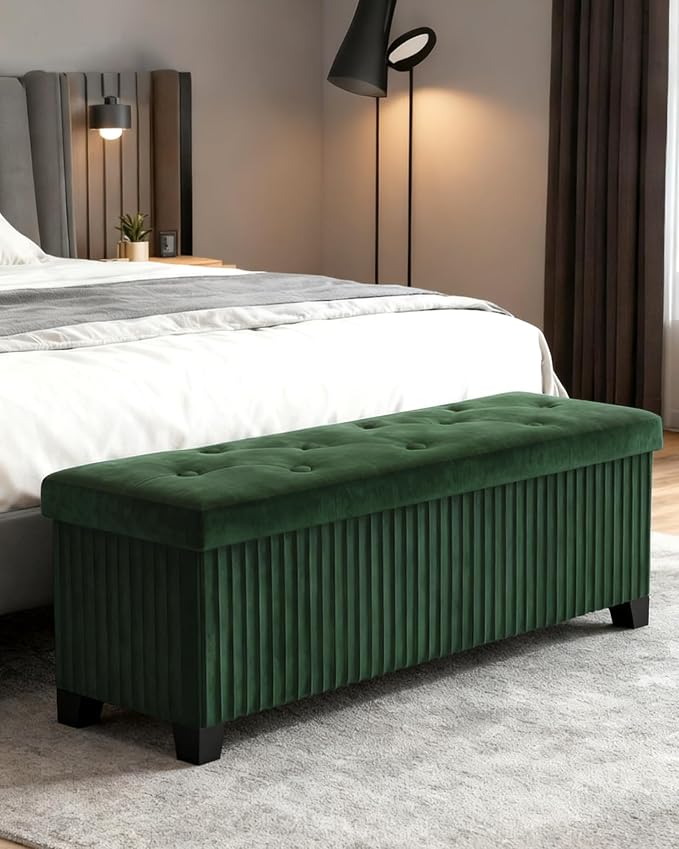 Storage Ottoman Bench, 43 Inch Foldable Ottoman - Image 6