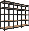 HOMEDANT House Black 5 Tier 24.4" W Laminated Metal Shelving Unit Adjustable by TheBestOrganizingSolution