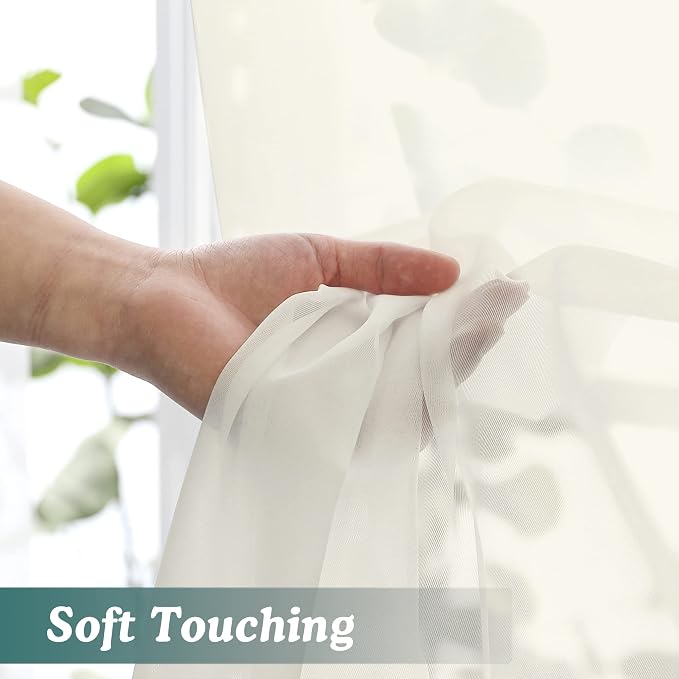 Chyhomenyc Sheer Curtains Tiers 2 Pieces Set, Light Filtering Small Curtains 24 - Image 5