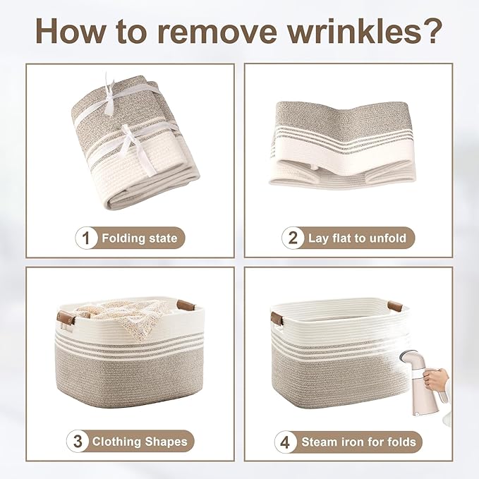 60L Large Laundry Basket with Leather Handles - Image 5