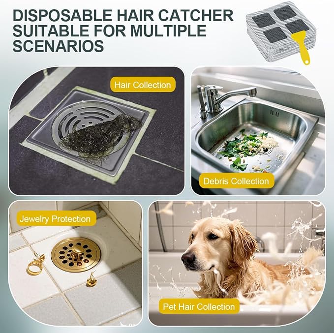 80PCS 4"x4" Disposable Hair Drain Stickers, Anti-Blocking Filter Screen - Image 4
