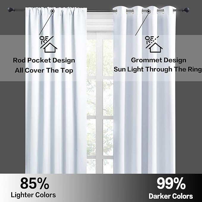 RYB HOME Room Darkening Curtains Bedroom Window Draperies Sunlight Shades Panels - Image 5