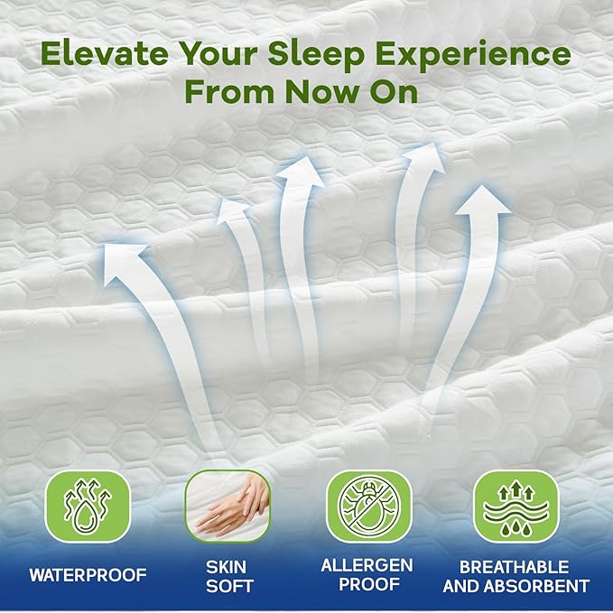 Premium Tencel Full Size Mattress Protector Cover in White, Natural and Skin - Image 4
