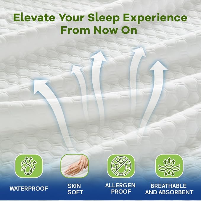 Premium Tencel California King Mattress Protector Cover in White, Natural and - Image 4