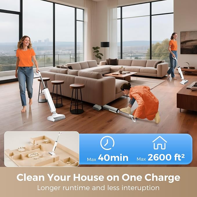 Wet Dry Vacuum Cleaner, 180°Lie-Flat Vacuum Mop All in One - Image 5