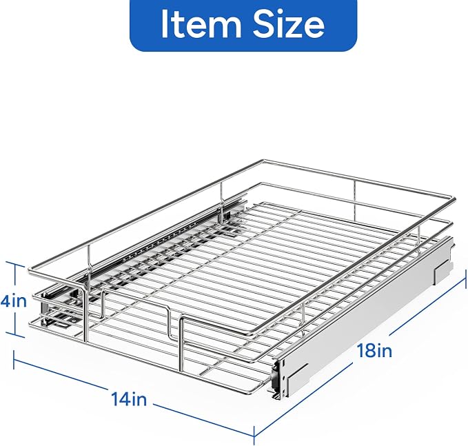 ROOMTEC Pull Out Cabinet Organizer, Cabinet Pull Out Shelves 14" W x 18" D - Image 3