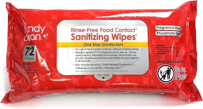 HandyClean Rinse-Free Food Contact Sanitizing Wipes Pouch - Image 3
