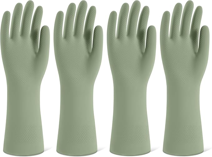 Rubber Cleaning Gloves for Dishwashing, 4 Pairs Reusable Kitchen Gloves for by Unknown