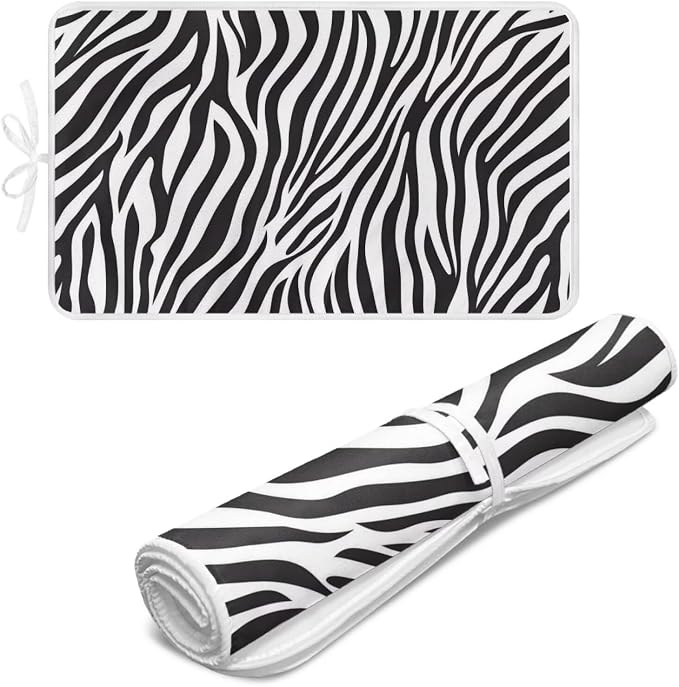 Zebra Print Ironing Mat Portable Iron Pad Magnetic Cover and Padding by Unknown