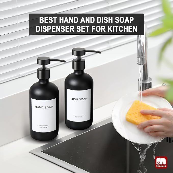 GMISUN Black Soap Dispenser, 2 Pack Matte Black Hand Soap Dispensers - Image 6