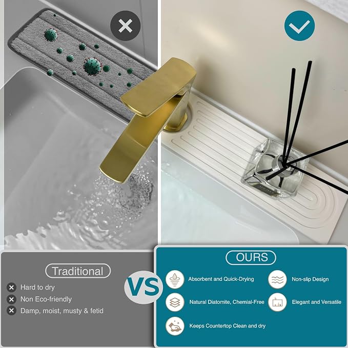Faucet Mat for Kitchen Sink, Stone Drying Mat for Kitchen Counter, Stone Mat - Image 3