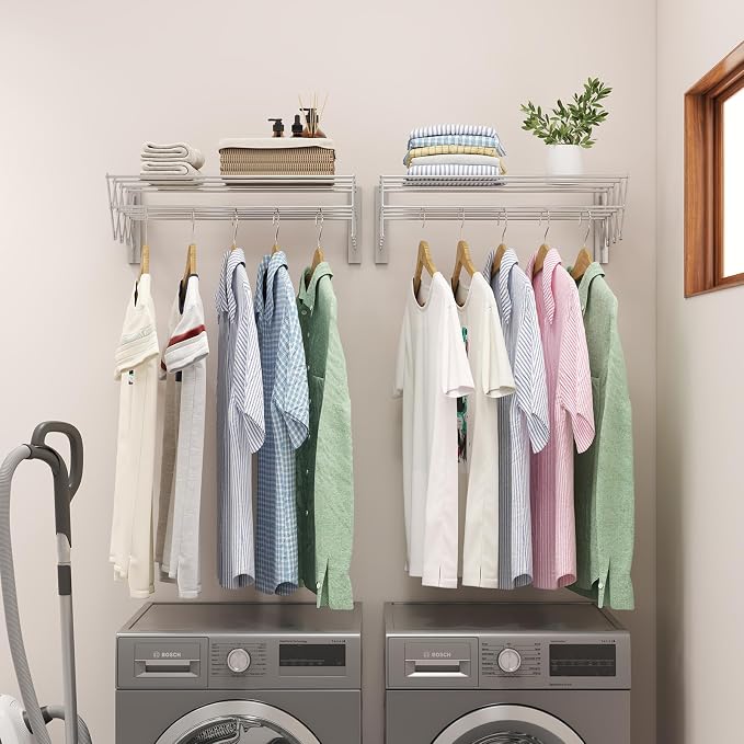 X-cosrack Wall Mounted Clothes Drying Rack, 31.9" Wide Large Rustproof - Image 4