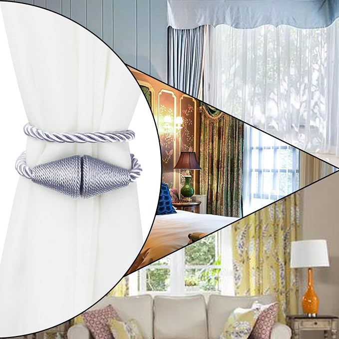 4 Pack Magnetic Curtain Tiebacks Rope Modern Handmade Curtain Tie Backs - Image 6