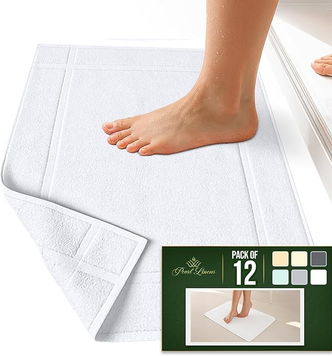 Pearl Linens Pack of 12 100% Cotton Bath Mat 20x30 inches, Soft & Absorbent - Image 3